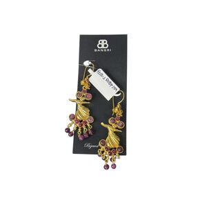 Women's Bansri Gold Ruby Dangle Earrings One Size